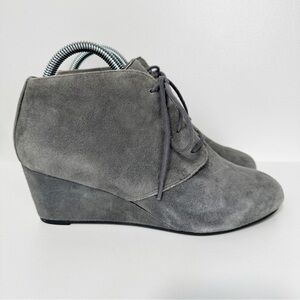 Vionic Grey Suede Elevated Becca Lace Up Wedge Booties Women’s Size 8